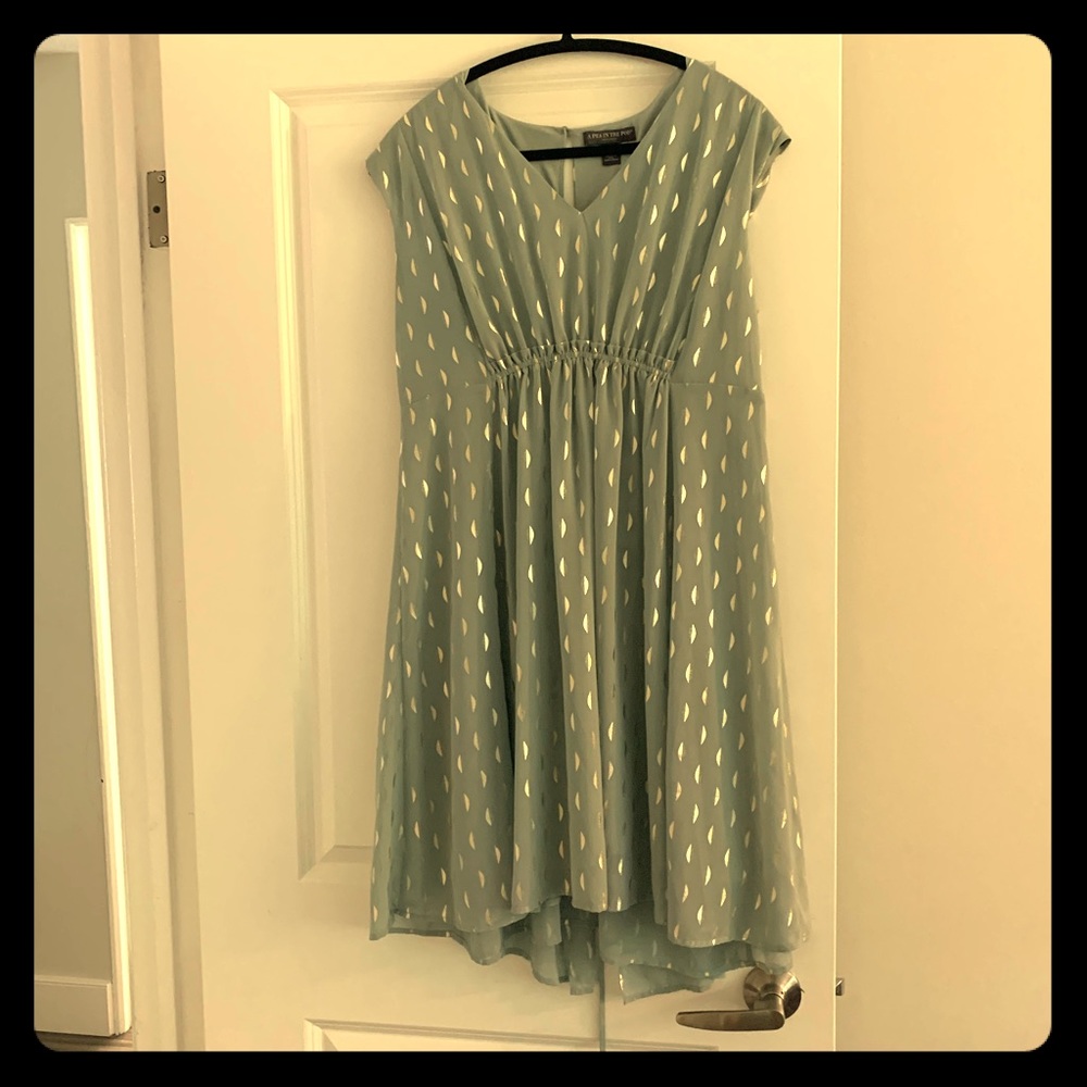 A Pea in the Pod Sage Dress with Cream Details